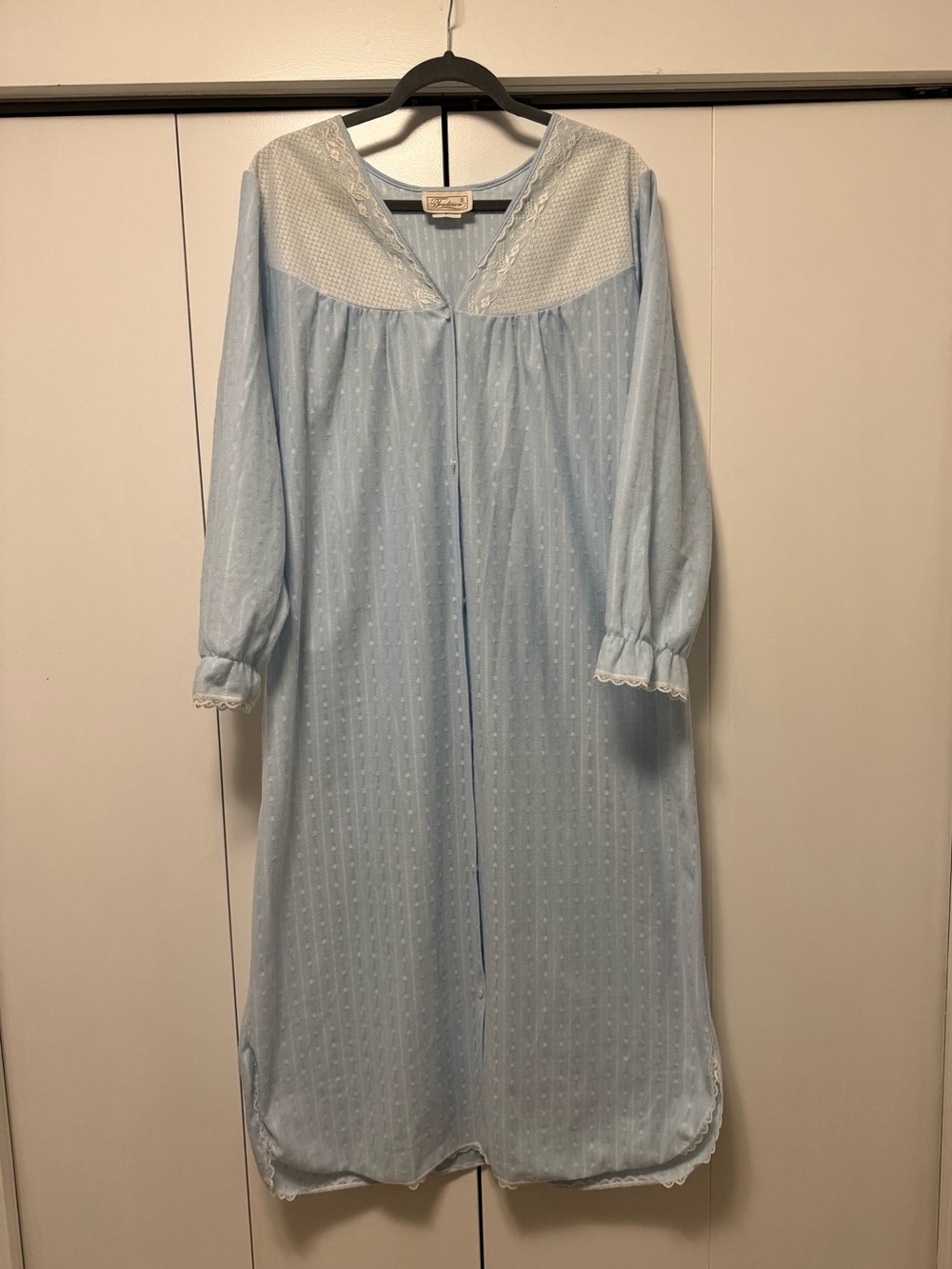 Vintage 80s Fundamentals Sears Blue Long Sleeve Button Front Nightgown M Canada